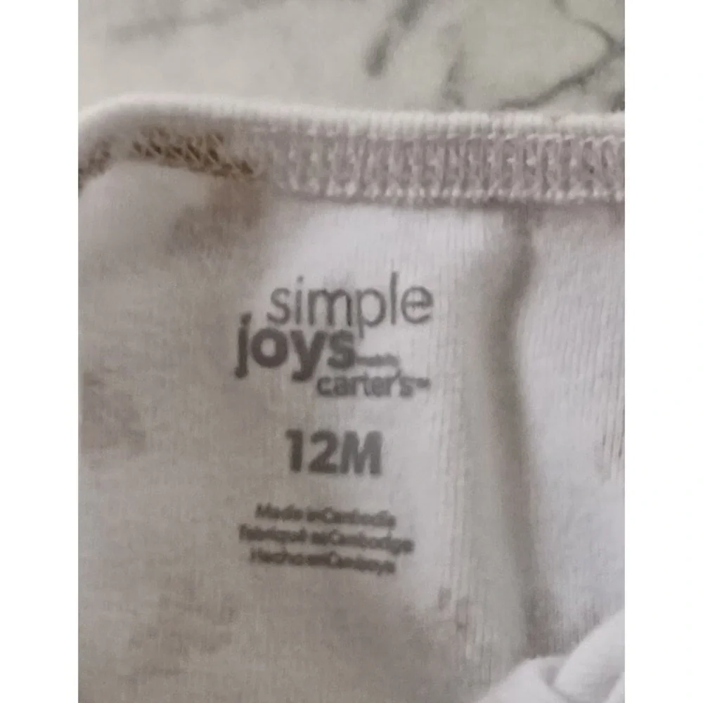 Lot of 2 Carter's Simple Joy Romper Size 12M  Red/Blue Stripes White w/Bear Cubs